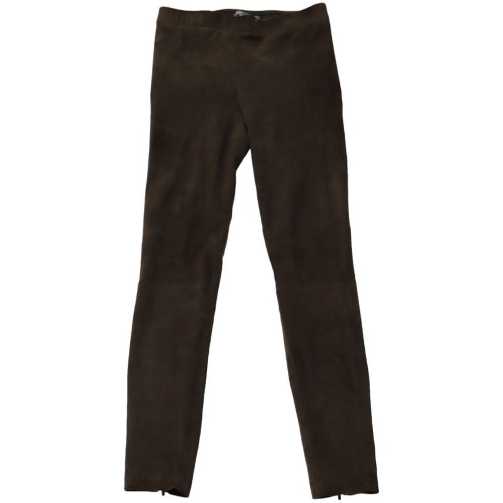 Vince Split-Hem Cropped Pants in Brown Suede